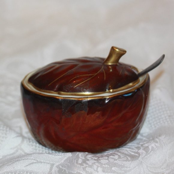 Vintage Carlton Ware Rouge Royale RARE Sugar Bowl & Spoon Made in England - Picture 1 of 4